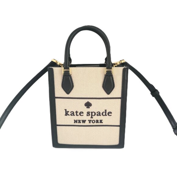 Kate Spade KK235 Ellie Canvas Mini Tote Satchel Crossbody Handbag Black Multi - Picture 2 of 7